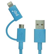 کابل تبدیل USB به microUSB و لایتنینگ پی کیو آی مدل آی کابل دو پلاگ به طول 90 سانتی متر Pqi i-Cable Du-Plug 90cm